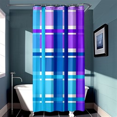 Gingham Pattern Blue Purple Shades Shower Curtain 36  X 72  (stall)  by Amaryn4rt