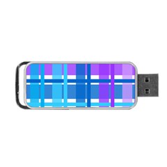 Gingham Pattern Blue Purple Shades Portable Usb Flash (two Sides) by Amaryn4rt