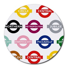 Underground Signs Tube Signs Round Mousepads by Amaryn4rt