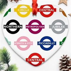 Underground Signs Tube Signs Ornament (heart) by Amaryn4rt