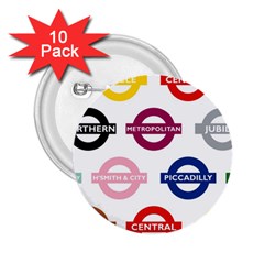 Underground Signs Tube Signs 2 25  Buttons (10 Pack)  by Amaryn4rt