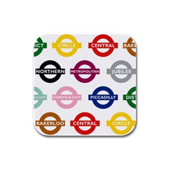 Underground Signs Tube Signs Rubber Square Coaster (4 Pack)  by Amaryn4rt