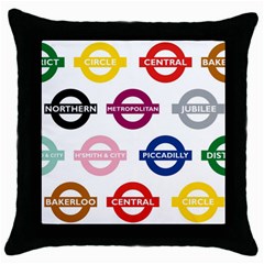 Underground Signs Tube Signs Throw Pillow Case (black) by Amaryn4rt