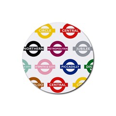 Underground Signs Tube Signs Rubber Round Coaster (4 Pack)  by Amaryn4rt