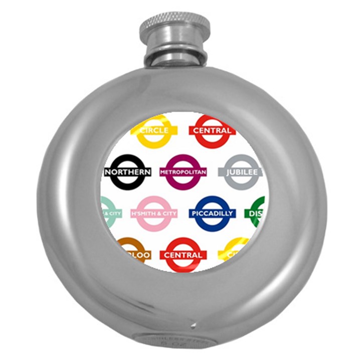 Underground Signs Tube Signs Round Hip Flask (5 oz)