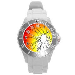 Spirituality Man Origin Lines Round Plastic Sport Watch (l) by Amaryn4rt