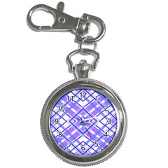 Geometric Plaid Pale Purple Blue Key Chain Watches