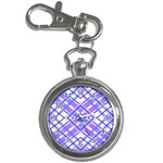 Geometric Plaid Pale Purple Blue Key Chain Watches Front