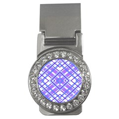 Geometric Plaid Pale Purple Blue Money Clips (cz)  by Amaryn4rt