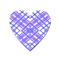 Geometric Plaid Pale Purple Blue Heart Magnet by Amaryn4rt