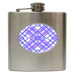 Geometric Plaid Pale Purple Blue Hip Flask (6 Oz) by Amaryn4rt