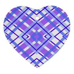 Geometric Plaid Pale Purple Blue Heart Ornament (two Sides) by Amaryn4rt