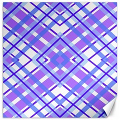 Geometric Plaid Pale Purple Blue Canvas 16  X 16  