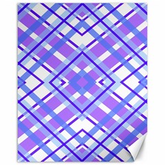 Geometric Plaid Pale Purple Blue Canvas 16  X 20   by Amaryn4rt