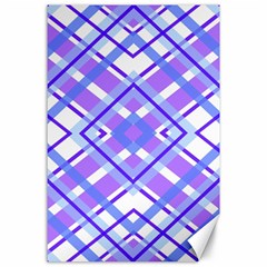 Geometric Plaid Pale Purple Blue Canvas 24  X 36 