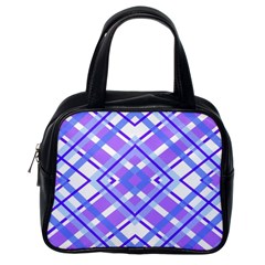 Geometric Plaid Pale Purple Blue Classic Handbags (one Side) by Amaryn4rt