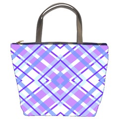 Geometric Plaid Pale Purple Blue Bucket Bags