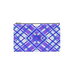 Geometric Plaid Pale Purple Blue Cosmetic Bag (small)  by Amaryn4rt