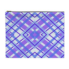 Geometric Plaid Pale Purple Blue Cosmetic Bag (xl) by Amaryn4rt