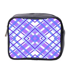 Geometric Plaid Pale Purple Blue Mini Toiletries Bag 2-side by Amaryn4rt