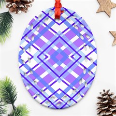 Geometric Plaid Pale Purple Blue Ornament (oval Filigree) by Amaryn4rt