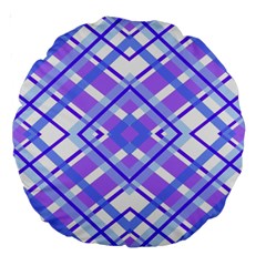 Geometric Plaid Pale Purple Blue Large 18  Premium Round Cushions by Amaryn4rt