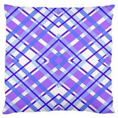 Geometric Plaid Pale Purple Blue Large Flano Cushion Case (one Side) by Amaryn4rt