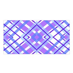 Geometric Plaid Pale Purple Blue Satin Shawl by Amaryn4rt