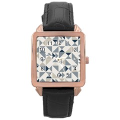 Geometric Triangle Modern Mosaic Rose Gold Leather Watch  by Amaryn4rt