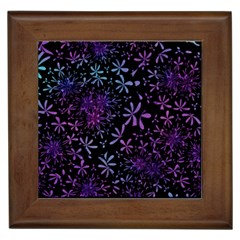 Retro Flower Pattern Design Batik Framed Tiles by Amaryn4rt