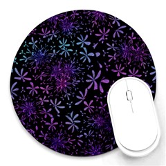 Retro Flower Pattern Design Batik Round Mousepads by Amaryn4rt