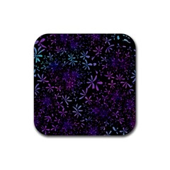 Retro Flower Pattern Design Batik Rubber Coaster (square)  by Amaryn4rt