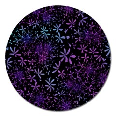 Retro Flower Pattern Design Batik Magnet 5  (round) by Amaryn4rt