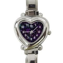 Retro Flower Pattern Design Batik Heart Italian Charm Watch by Amaryn4rt