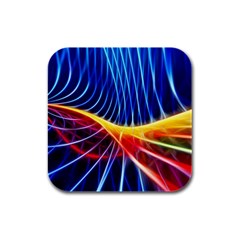 Color Colorful Wave Abstract Rubber Square Coaster (4 Pack)  by Amaryn4rt