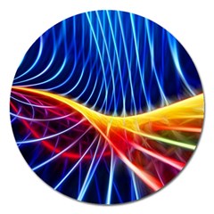 Color Colorful Wave Abstract Magnet 5  (round)