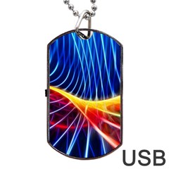 Color Colorful Wave Abstract Dog Tag Usb Flash (one Side) by Amaryn4rt