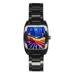 Color Colorful Wave Abstract Stainless Steel Barrel Watch