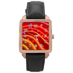 Bokeh Lines Wave Points Swing Rose Gold Leather Watch  by Amaryn4rt