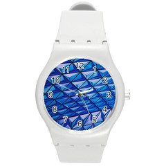 Lines Geometry Architecture Texture Round Plastic Sport Watch (m)