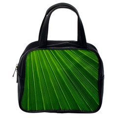 Green Lines Macro Pattern Classic Handbags (one Side)