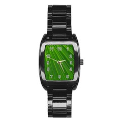 Green Lines Macro Pattern Stainless Steel Barrel Watch by Amaryn4rt