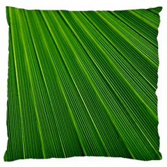 Green Lines Macro Pattern Large Flano Cushion Case (one Side) by Amaryn4rt