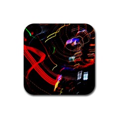 Night View Night Chaos Line City Rubber Coaster (square)  by Amaryn4rt