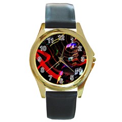 Night View Night Chaos Line City Round Gold Metal Watch by Amaryn4rt