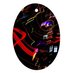 Night View Night Chaos Line City Oval Ornament (two Sides) by Amaryn4rt