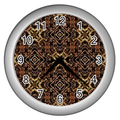 Tribal Geometric Print Wall Clocks (silver)  by dflcprints