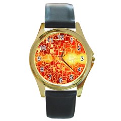 Board Conductors Circuit Round Gold Metal Watch by Amaryn4rt