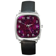 Retro Flower Pattern Design Batik Square Metal Watch by Amaryn4rt