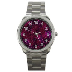 Retro Flower Pattern Design Batik Sport Metal Watch by Amaryn4rt